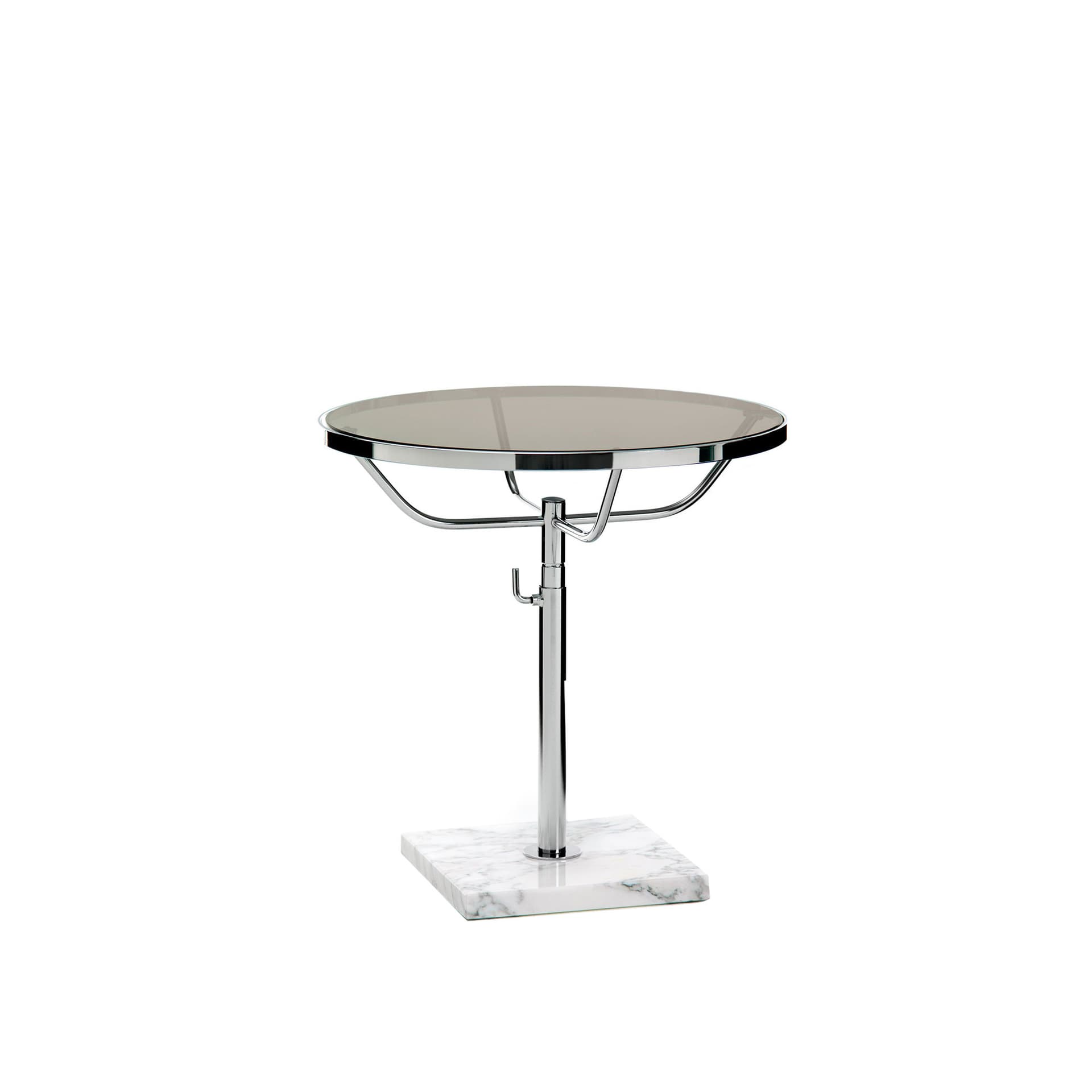 DUX - Pronto Sängbord Ø 50 cm, Fot Vit Marmor, Höj- Och Sänkbart Stativ - Sängbord - DUX Design Team - Vit - Glas/Metall/Sten